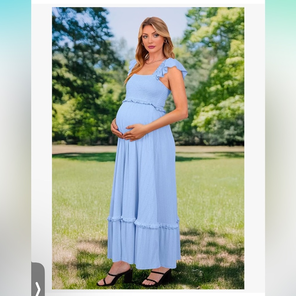 Amazon Light Blue Maternity Maxi Dress